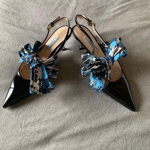 Prada Patent Slingback Pump with Tie